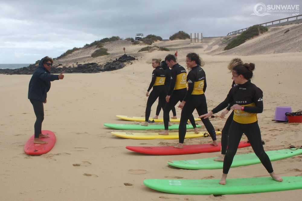 First steps in learning to surf